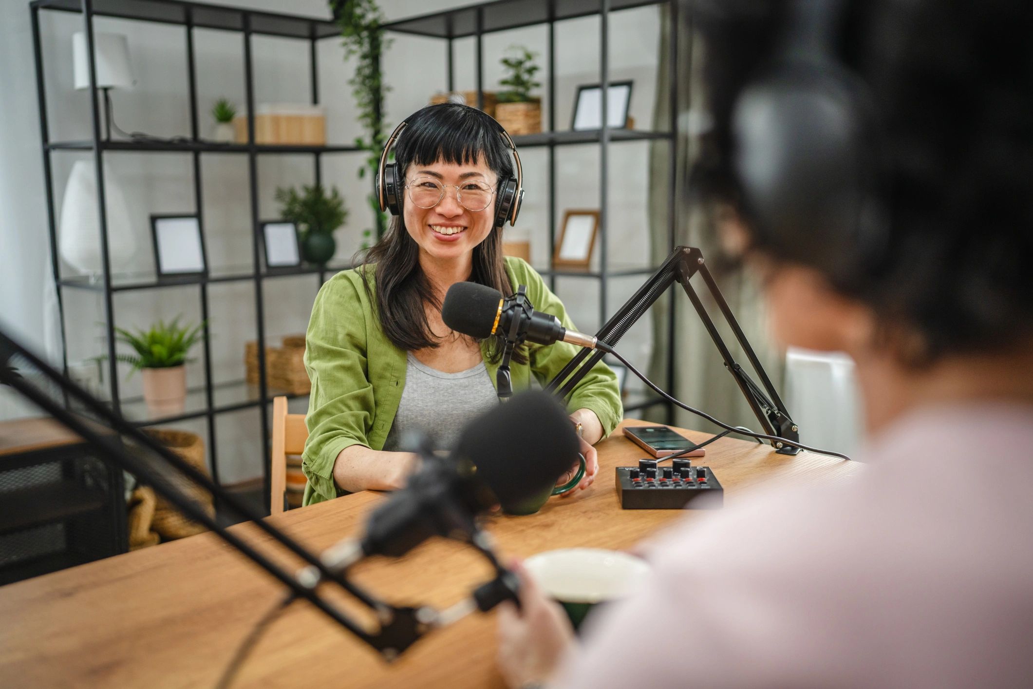 female podcast host creative studio