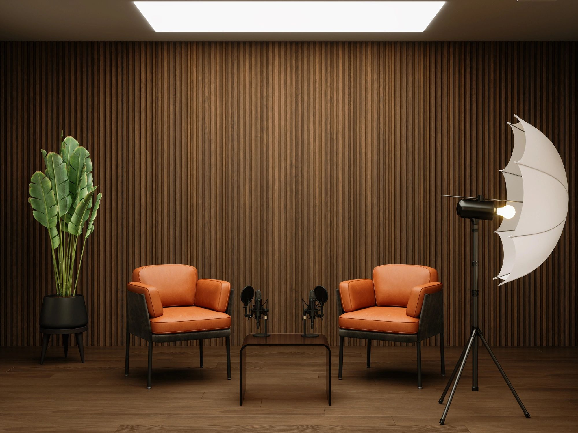 modern podcast microphone studio